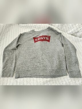 Women's Levi's Gray Crewneck Sweater with Red Logo